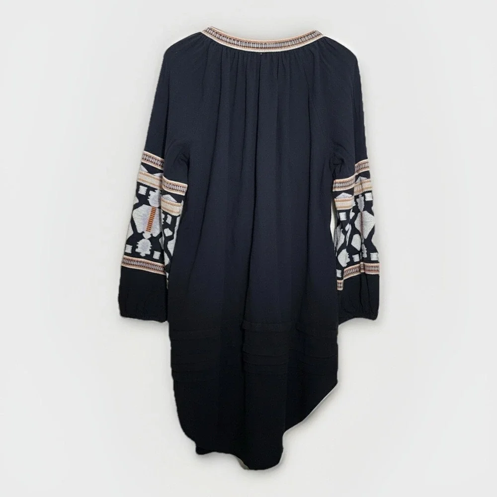 Free People High Low Caftan Dress w Embroidery Button Down Dress‎ Tunic Sz L
